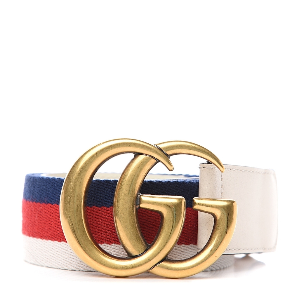 GUCCI Nylon Calfskin Double G Web Belt size 85